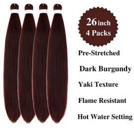 Dark Burgundy 99J Braiding Hair Pre stretched Boho Hair for Mermaid Braiding Hair Extensions Micro Curl Boho Braids Curly Crochet Bohemian Braids Water Deep Wave Non Toxic Ez Braid Knotless