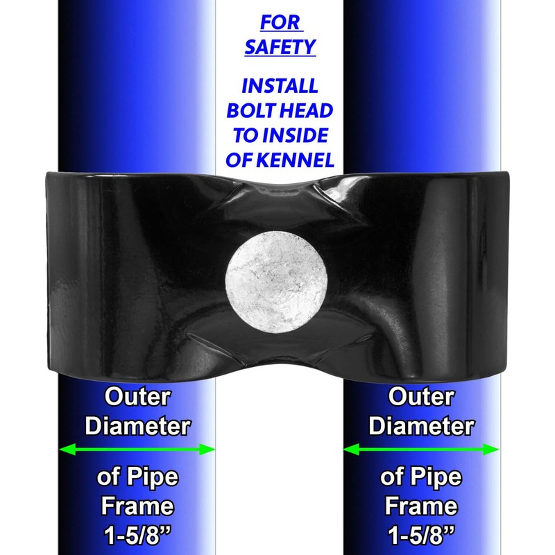 BLACK 1-5/8" X 1-5/8" Chain Link Panel (Kennel) Clamp -