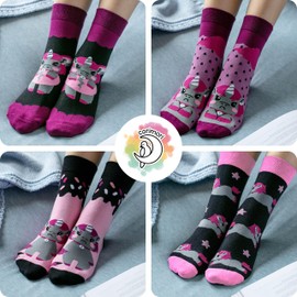 corimori Size 3-8 Funny Anime Cotton Socks Set of 4 in Gift Packaging, "Ruby" the punk unicorn
