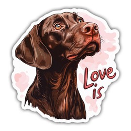 German Shorthaired Pointer Sticker Liver GSP Lover Decal Love is Vinyl Stickers Weather-Resistant Stickers for Water Bottles Laptop Window Car 4"