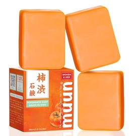 Muun Jab?n de Caqui, Paquete de 3 Unidades para Personas Mayores, Controla el Mal Olor - Desodorante Japon?s, Gel de Ducha Desodorizante, Limpieza Profunda y Suave - Elimina el Corporal