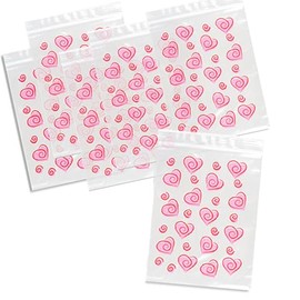 Knextion Inc Plastic Candy Bags, Reusable Re-Seal Goody Bag Set, Basket Stuffers for Candies Snacks or Rewards, Pink Heart Shapes for Party Favor Pack - 30 Piece Set