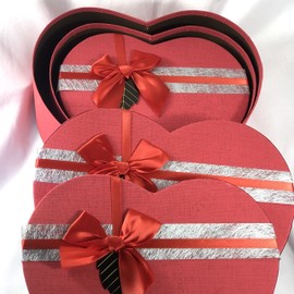 Extra large Red Heart Gift Box Set with Ribbon Bow - 3 Sizes with 31cm Lx27cmWx13cmD Outside) - Gift Boxes for Presents, Ideal Flower Box for Every Occasion, like Birthday/Valentine's day…