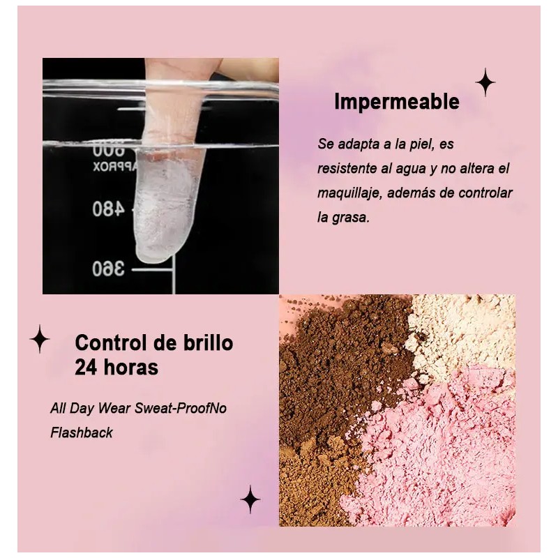 Polvo Suelto Nacarado - Maquillaje Duradero Reduce Brillo