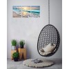White 3 Panel Blue Sea Sunset Canvas Wall Art Ready
