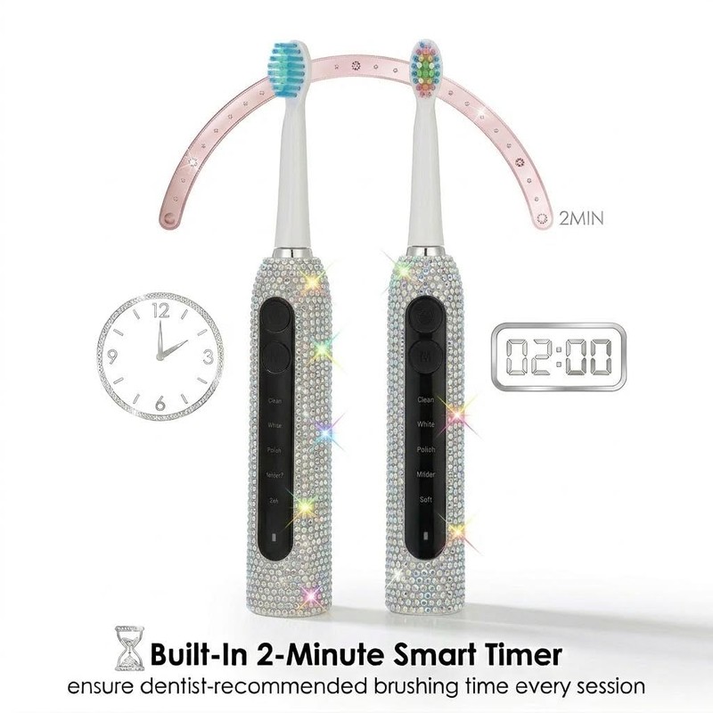 Diamond Sonic Electric Toothbrush Bling Rechargeable Toothbrushes for Adults with