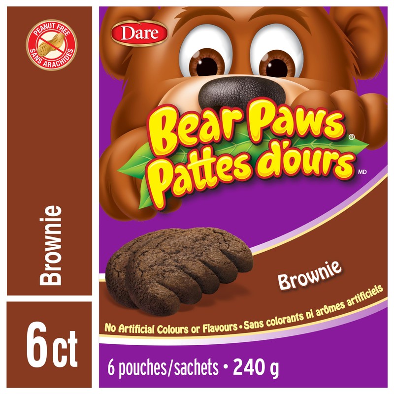 Dare Bear Paws Brownie Cookies, 6 Pouches per Box -