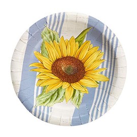 Portmerion Botanic Garden Sunflower Small Disposable Paper Plates, 8'' D, 8pcs