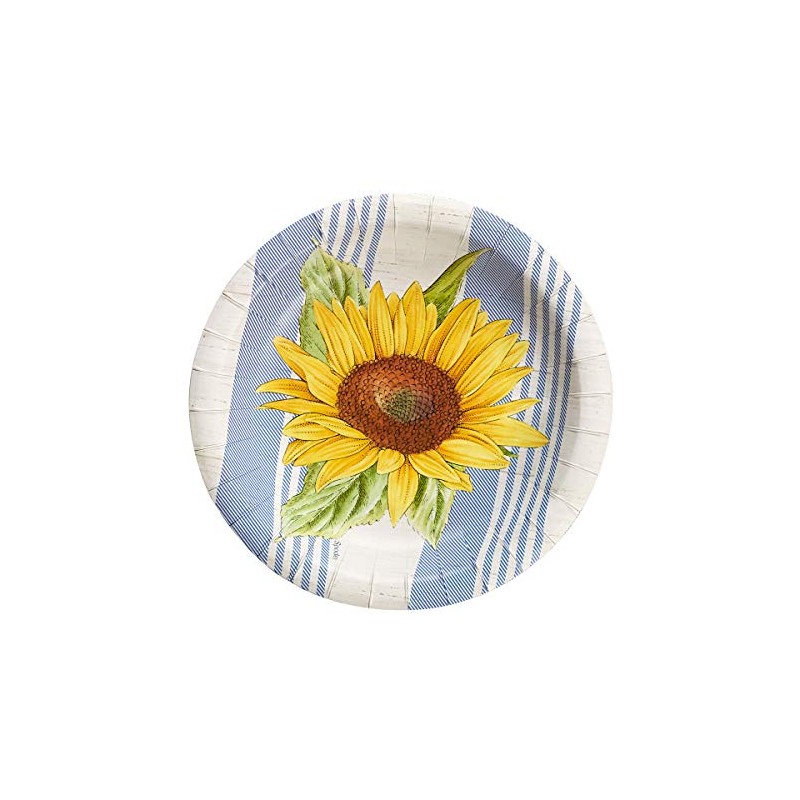 Portmerion Botanic Garden Sunflower Small Disposable Paper Plates, 8'' D,
