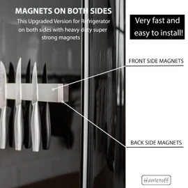 Premium Magnetic Knife Holder for Refrigerator – 16 Inch Professional Double Sided Magnetic Knife Strip for Fridge - Stainless Steel Magnetic Knife Holder for Wall Self Adhesive