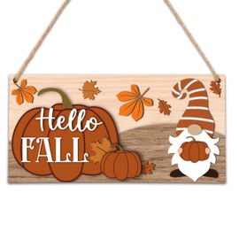 OXRUN Welcome Sign for Front Door, Fall Gnome Wooden Hanging Sign, Thanksgiving Door Decorations for Indoor Outdoor Home Garden Porch Window - A06