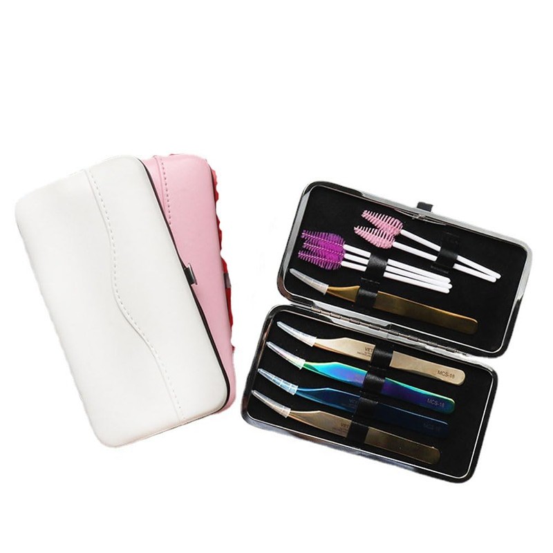 esowemsn 1PC Pink PU Leather Tweezers Storage Bag Empty Small