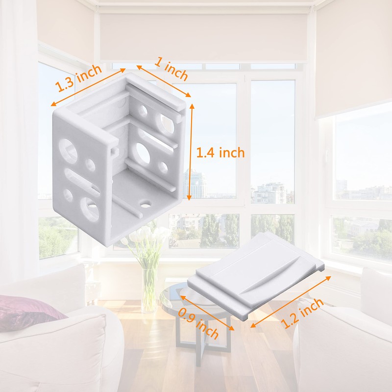 AuRiver 8 PCS Plastic Bracket Blind Brackets 1 Inch White
