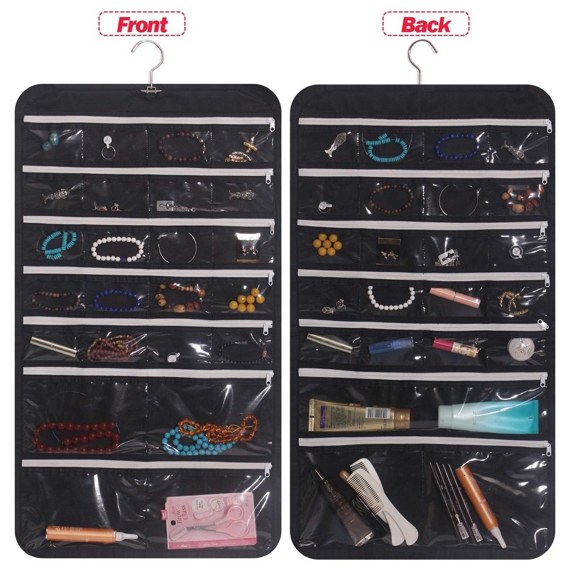 DIOMMELL Hanging Jewelry Organizer 47 Pockets with Zipper for Earrings