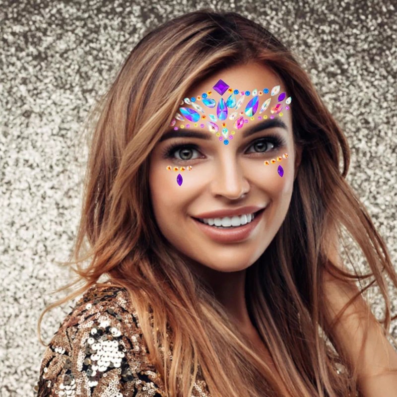 Lecute 10 Set Pedreria Facial Diamantes Maquillaje Disfraz Carnaval