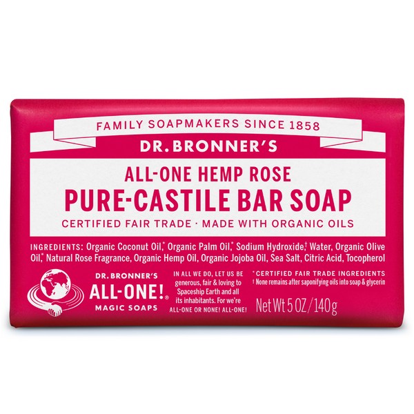 Dr Bronners - Castile Soap Bar - Rose (140g)