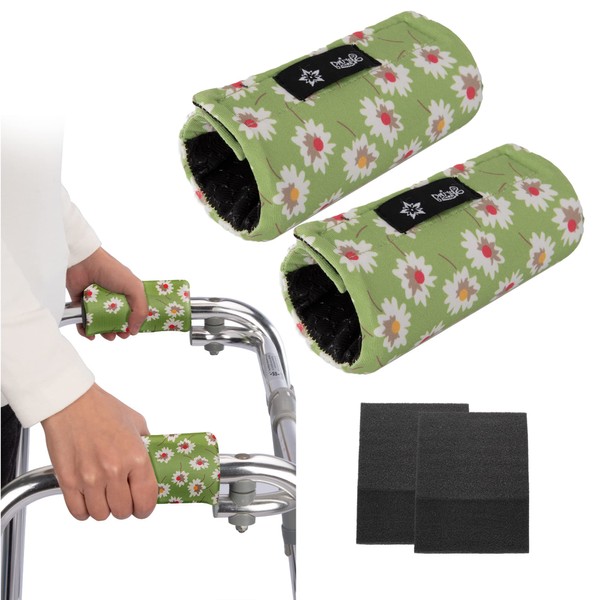 Universal Walker Hand Grip Padded Covers Non-Slip Cushion Foam for Folding Wheelchair Rollator Crutch Handle Pads 2-Pack