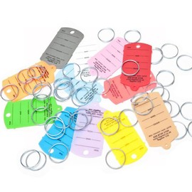Key tags - Vehicle plastic key tags (200) with metal split rings (Red)