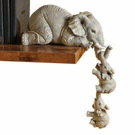OVKGL Three Elephants Resin Garden Ornaments Elephant Elephant Small Elephant Hanging Crafts Elephant Sitting Statue Piece Set Elephant Decor Creative Home Decor, Grey