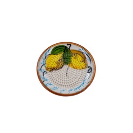 Kaladia Ceramic Grating Plate/Ceramic Slicer, Ideal for Ginger, Parmesan, etc. in White with 2 Lemons, Diameter: 12 cm, Handmade and Hand-Painted in Spain
