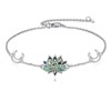 AXELUNA Lotus Bracelet 925 Sterling Silver Lotus Flower Bracelet Abalone