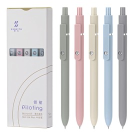 MumdoYAL Pack of 5 Retractable Gel Pens - 0.5mm Fine Point Quick Dry Ink Black Ink