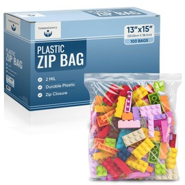 2 Gallon Storage Bags - 100 13x15 Clear Plastic Zip Bags - 2 Mil, Large with Zip Lock for Food, Clothes, Storage, and More