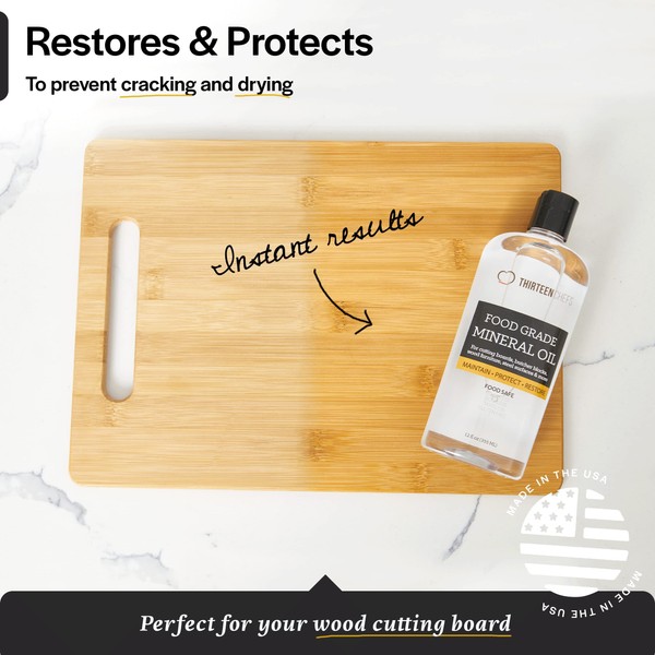 Thirteen Chefs Cutting Board Oil - Food Grade Mineral Oil and Conditioner for Cutting Boards, Countertops, and Wood Butcher Blocks - Made in The USA