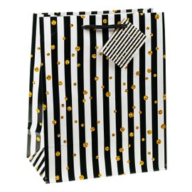 TSI Geschenktüten STREIFEN & PUNKTE, Größe: Mittel (HxBxT 23 x 18 x 10 cm), 12er Packung, Art. Nr. 87014