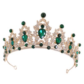 Healeved Luxury Baroque Crown Tiara Women's Tiara for Girls Wedding Headband Stylish Bridal Party Accessory Photo Prop