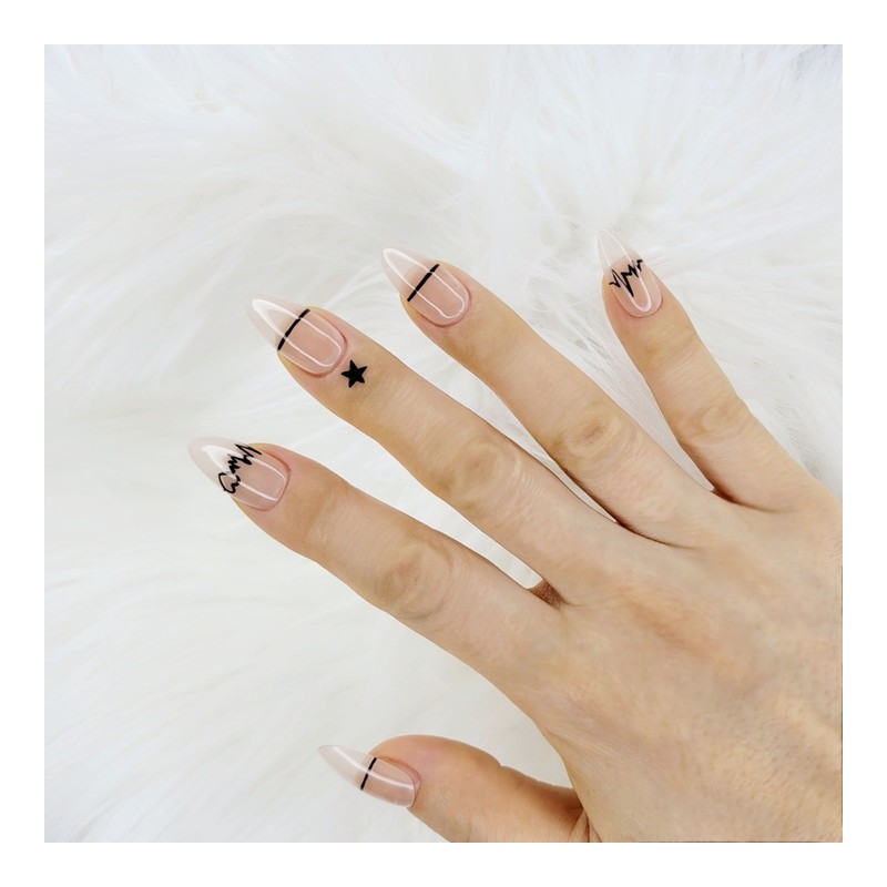 Tattoo style handmade nail tips - Stiletto M / 타투