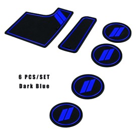 Bonbo Anti-Dust Mats for Dodge Charger 2015-2021 | 6-Piece Custom Fit Cup Holder Pads Set | Eco-Friendly Silicone Non-Slip Interior Accessories (Dark Blue)