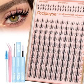 Focipeysa Spike Lash Clusters Kit with Bottom Lash Extension Lash Bond and Seal Manga Eyelash Clusters Kit Natural Look Fairy Individual Lashes Extensions Kit with Lash Tweezers