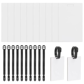 sourcing map 10 Sets Sublimation Luggage Tag Blanks with Strap 3.78" x 2.36" Double Sided Heat Transfer Painting Rectangle Shape Name ID Card Label Tags for DIY Craft Travel Suitcase Bags