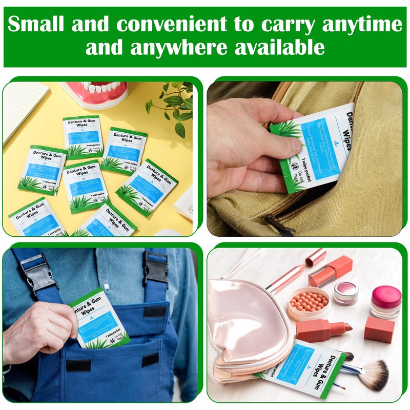 Timgle 200 Pcs Denture Cleaning Wipes Refreshes Gums Deep Cleaning