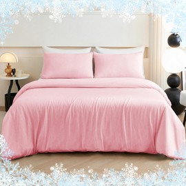 HCORA Cooling Duvet Cover Queen Size - Double Side Arc-Chill Q-Max>0.5 Cooling Fiber Duvet Cover Set 3PCS - Soft, Breathable, Cooling Comforter Cover with Zipper Closure & Corner Ties (Pink)