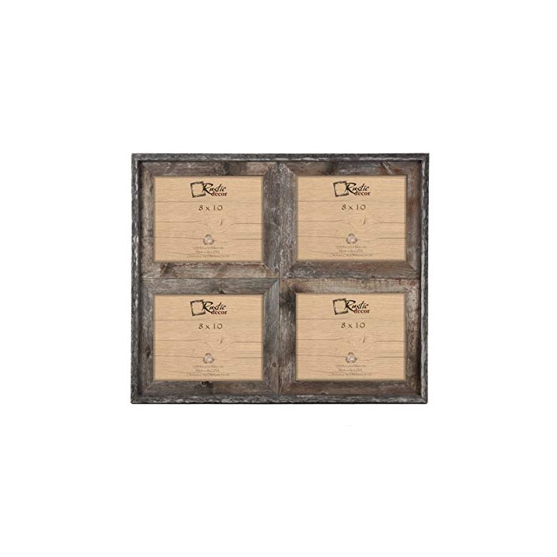 8x10-2.5" Wide Reclaimed Rustic Barnwood Collage Photo Frame - Holds