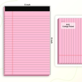 AILZFEI Pink Purple Small Legal Pad 5 x 8 College Ruled Color Legal Pads Paper Notepads 6 Pack Sturdy Back Writing Pads 5 x 8 Note Pads Perforated Narrow Ruled Pads of Paper