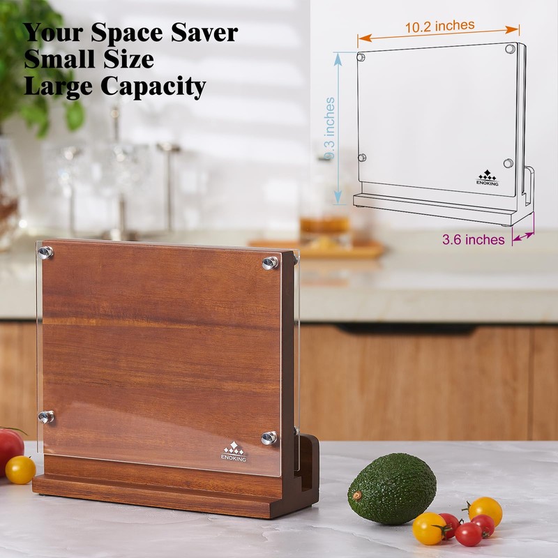 ENOKING Magnetic Knife Block with Acrylic Shield, Double Side Kitchen