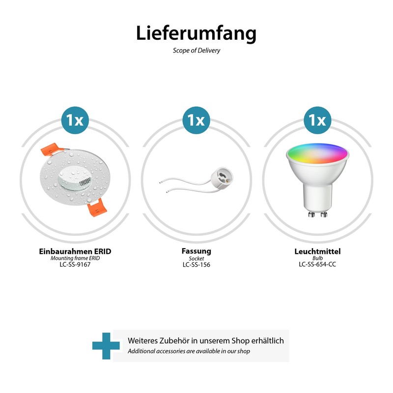ledscom.de ERID Bathroom Ceiling Mounting Frame, Wet Room, Bathroom, IP44,