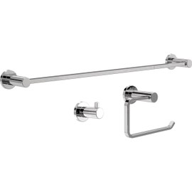 Franklin Brass Kildare (3-Pack) Bathroom Set Polished Chrome 18" + 6" Towel Rack, Toilet Paper Holder/Hand Towel Holder, Towel Hook | 3-Piece Bath Hardware Accessories Set KLD63-PC