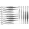 VILLFUL 15pcs Stainless Steel Flat Head Tweezers for False Lashes