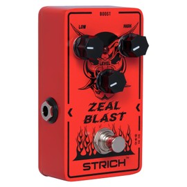 STRICH ZEAL BLAST Boost Guitar Pedal, Enhance Your Guitar Bass Sound with 2-Band Low/High Adjustment, True Bypass for Electric Guitar, Red and Black