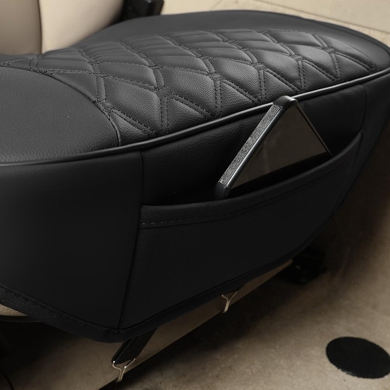 Black Panther Car Seat Cover PU Leather,Full Wrapping Edge,Protector for