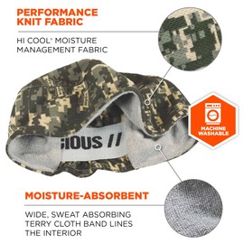 Ergodyne Chill Its 6630 Skull Cap, Lined with Terry Cloth Sweatband, Sweat Wicking, Camo