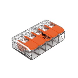 WAGO, Lever Clamp Series 221 5 Pack 5 Input Compatible with Rigid, Semi-Rigid and Flexible Wires 0.14-4mm², Voltage 450V, Current 32A, Stripping Length 11mm