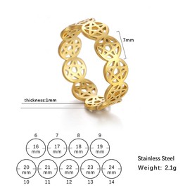 Amaxer Delicate Pentacle Pentagram Star Couple Ring Hollow Stainless Steel Amulet Charm (Gold, 9)