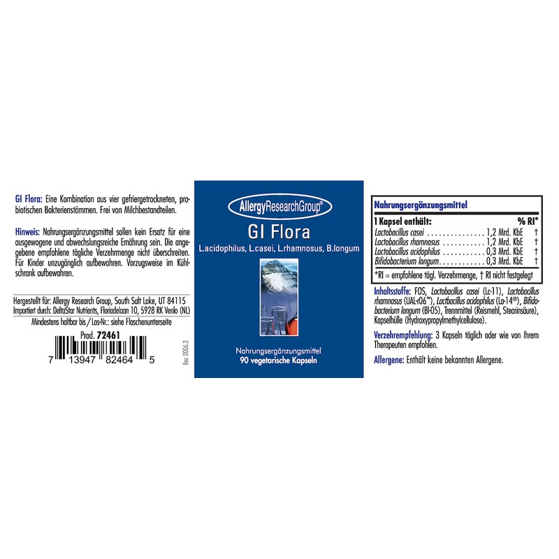 Allergy Research Group GI Flora 90 Veg. Capsules