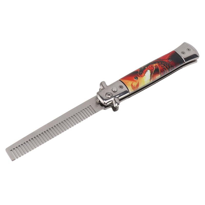 Hairdressing Spring Comb Stainless Steel Folding Portable Switchblade Comb for
