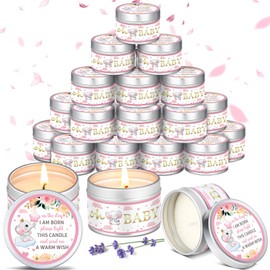 MTLEE 24 Pcs Baby Shower Party Favors Candles Lavender Scented Baby Shower Favors for Guests Rustic Tea Lights Candles Gender Reveal Return Gifts Girl Boy(1.2 oz,Pink Elephant)